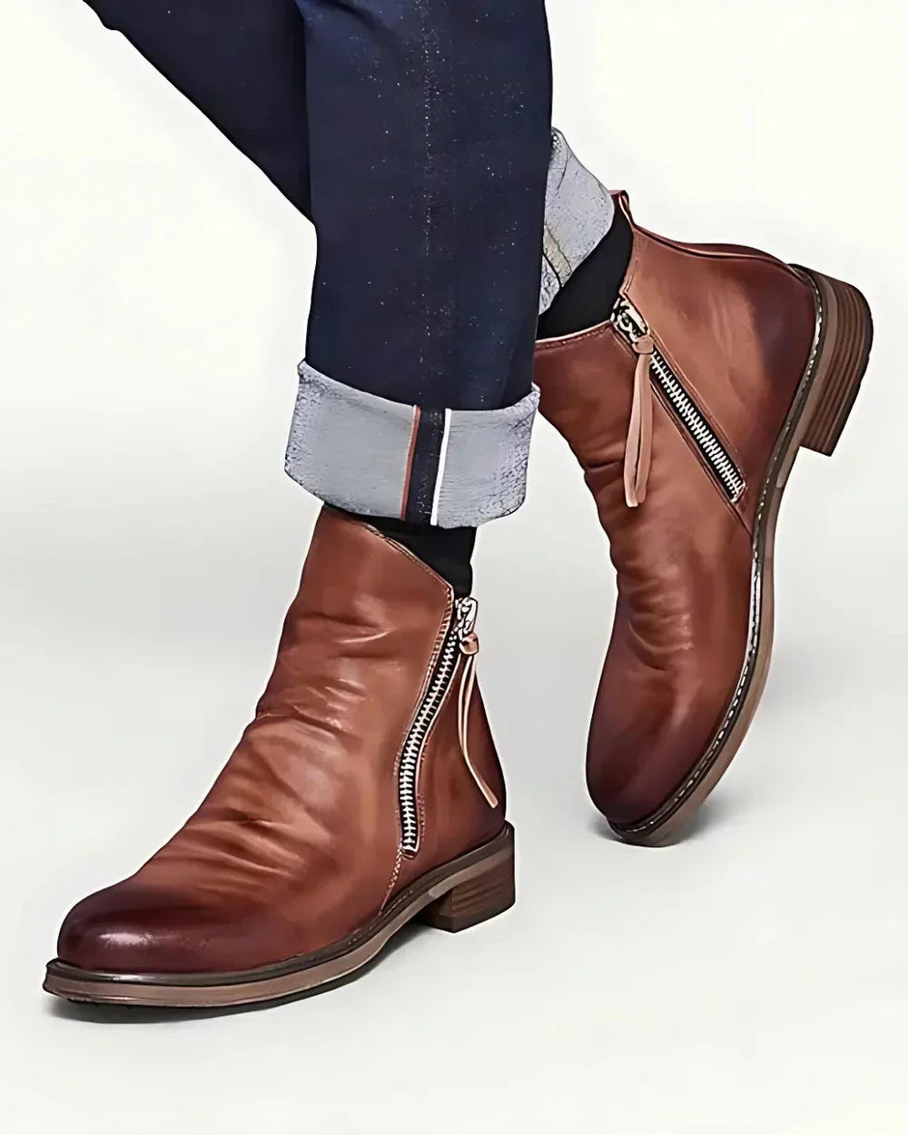 Leonardo™ - Leather ankle boots with side zip