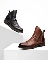 Leonardo™ - Leather ankle boots with side zip